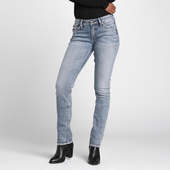 Silver Jeans Denim - Silver ‘Suki’ Mid-Rise Curvy Straight Leg Jeans Size 26